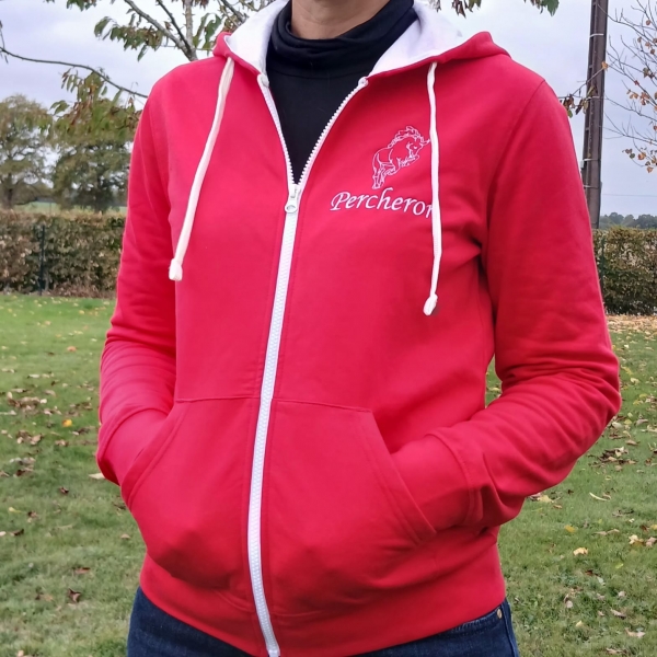 Sweat capuche rouge zippé