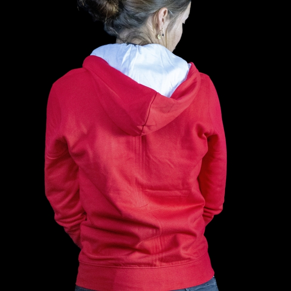 Sweat capuche rouge zippé